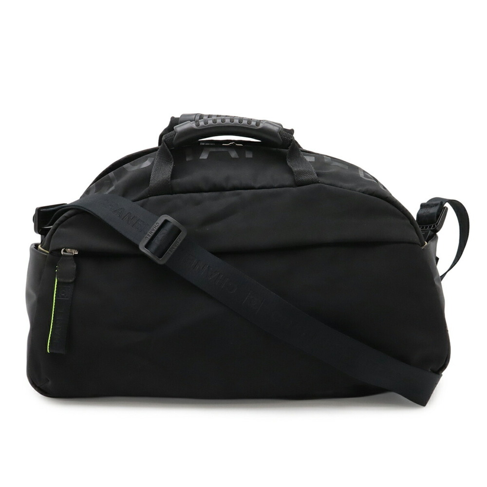 CHANEL Sport Line Coco Mark Boston Bag Shoulder Handbag Rubber Nylon Black Ye...